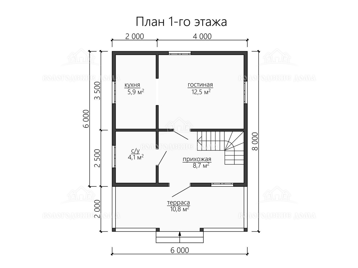 Каркасный дом 8x6 «Миасс». Постройте проект «Миасс» всего за 15-25 дней за  1111000 руб. – в СК «Вологодские дома»